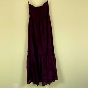 New York and Company women’s long strapless eggplant colored dress size medium